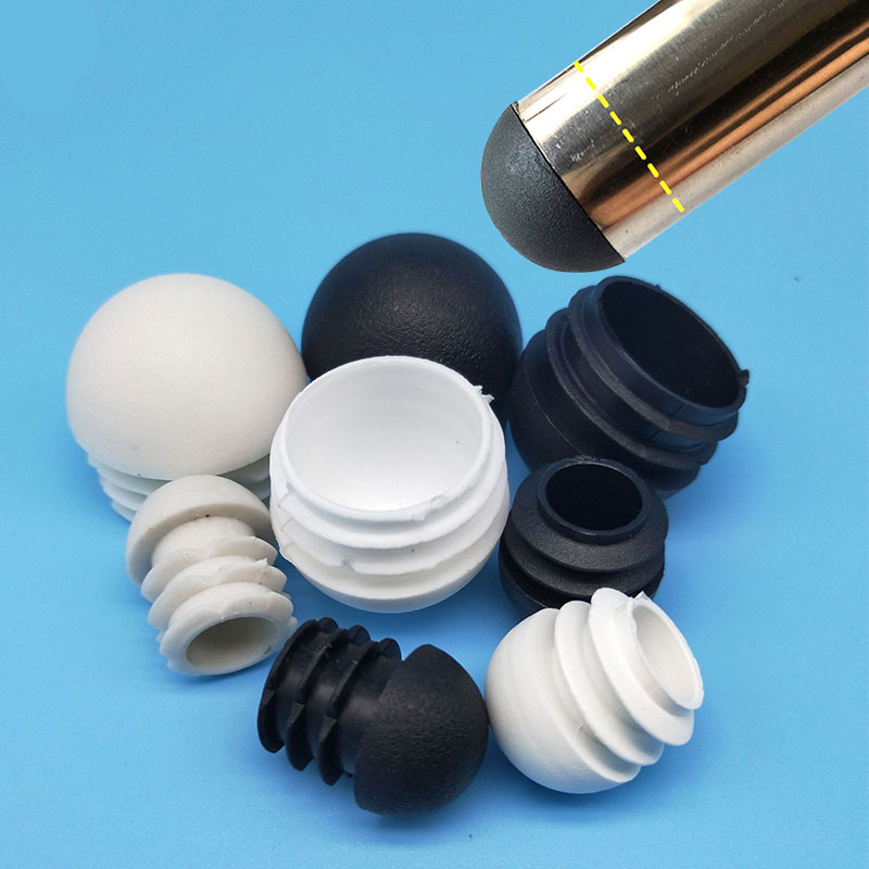 10Pcs Round Head Tube Hole Plugs Spherical Pipe Black Plastic Furniture Leg Plug Blanking End Cap Bung for Furniture Leg Product
