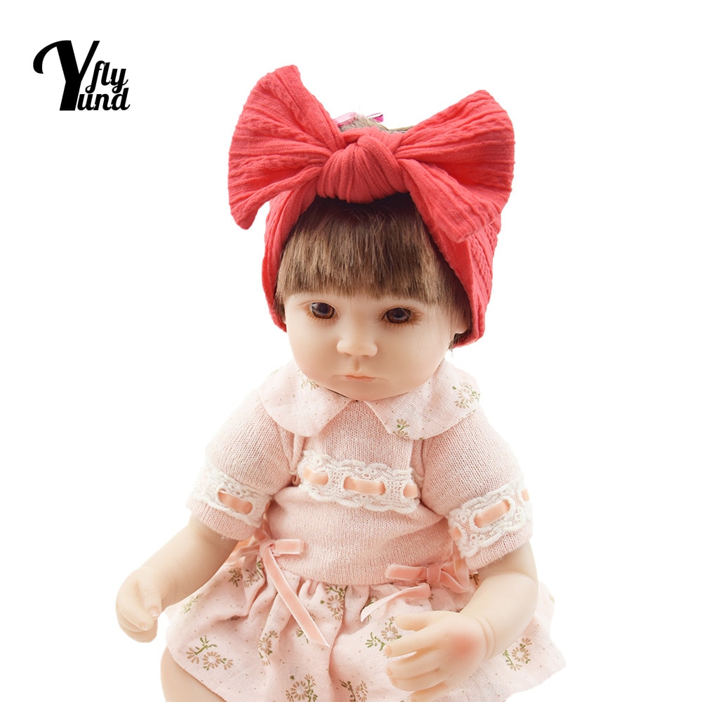 Yundfly 1 PCS Solid Color Striped Bows Baby Headband Cute Handmade Knotted Elastic Nylon Hairband Infant Headwear Holiday Gifts