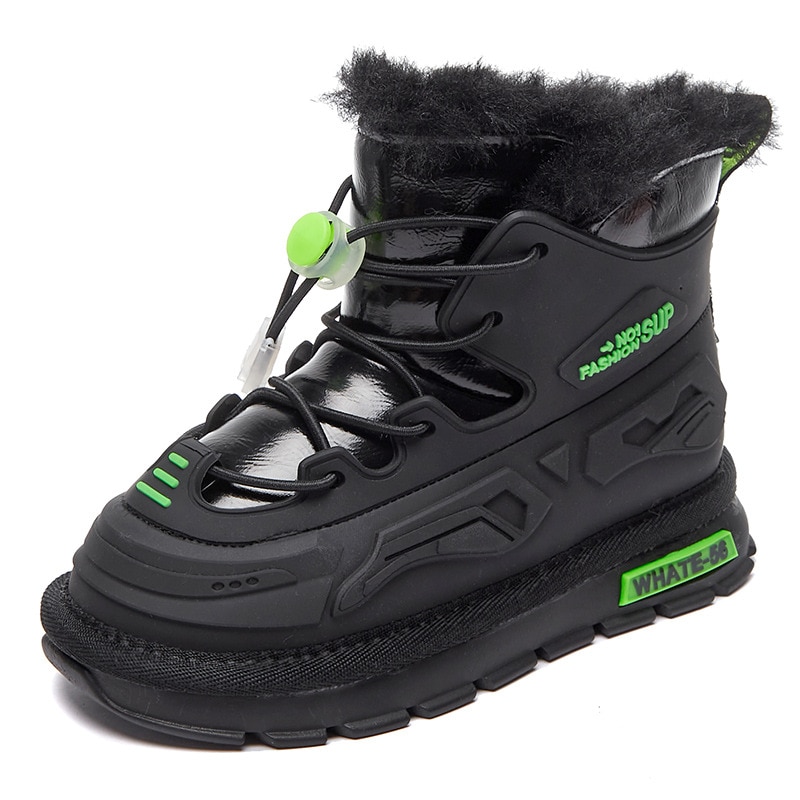 Children Shoes Autumn Girls Leather Boots Boys Thick Warm Short Boots Fashion Printed Winter Cotton Shoes SM173