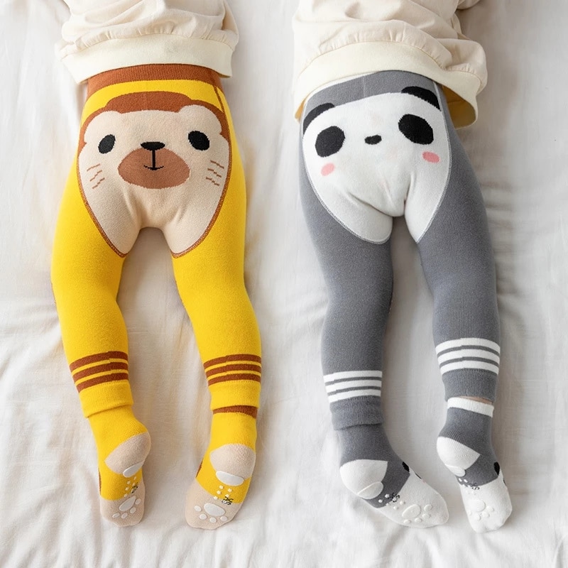 2Pcs/lot Baby Boys Anti-Slips Leggings+Non-Slips Floor Sock for Newborn Infant Crawling Knee Pnds Cartoon Animal Girls Pantyhose