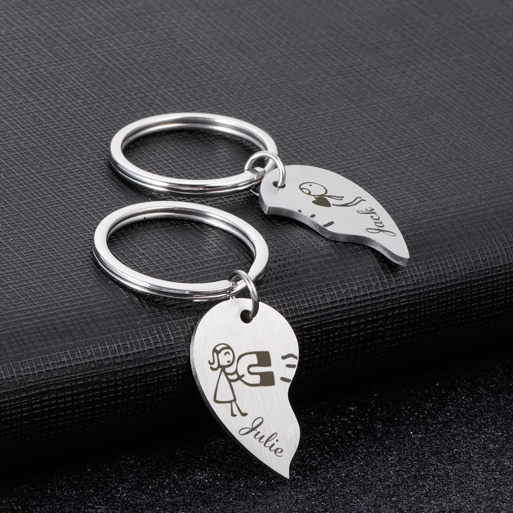Paired Couple Lover Customized Keychains Engraved Keychain with Name Anniversary Gifts Boyfriend Girlfriend Personalized Keyring