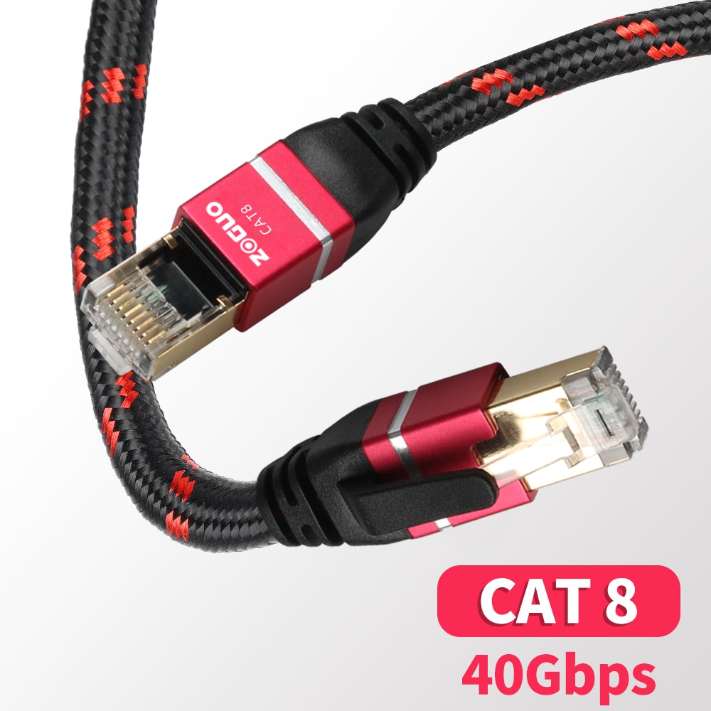 Ethernet Cable CAT 8 Router RJ45 Internet Lan CABLE 40Gbps 2000MHz Network Wire with Cotton Braided for Laptop IPTV PS 4 Ipad