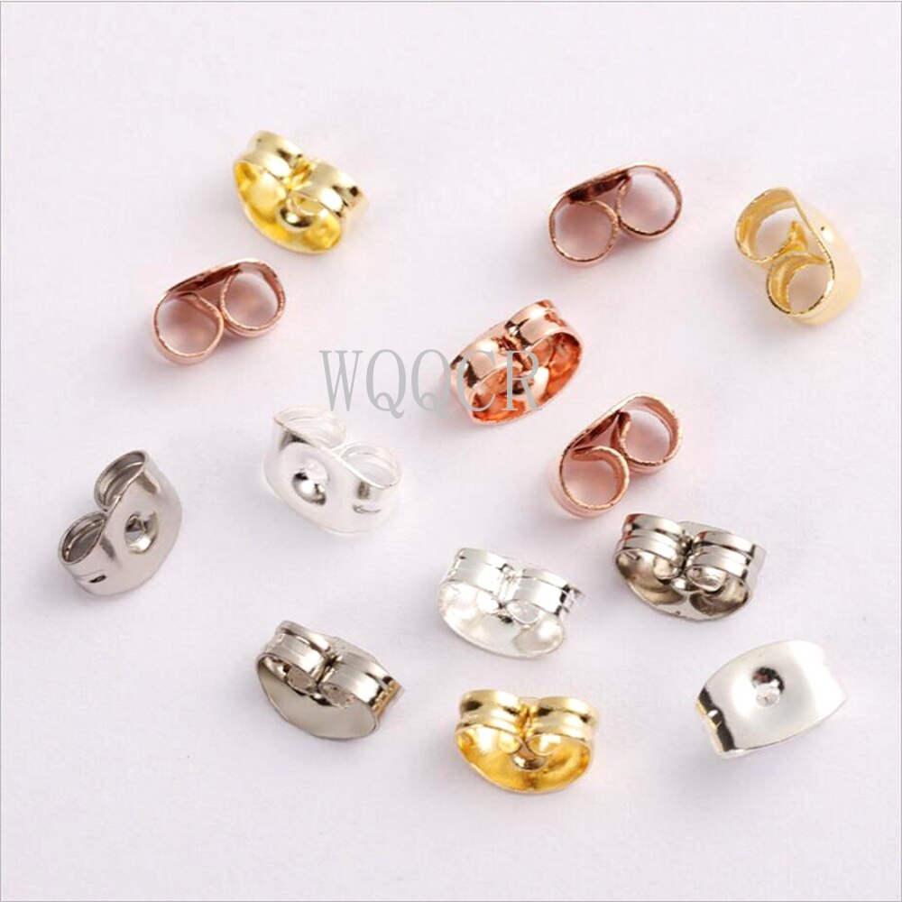 100/200pcs Earring Studs Backs Bullet Stoppers Scrolls Metal Ear Plugs Blocked Cap DIY Jewelry Making Ear Accessories Supplies