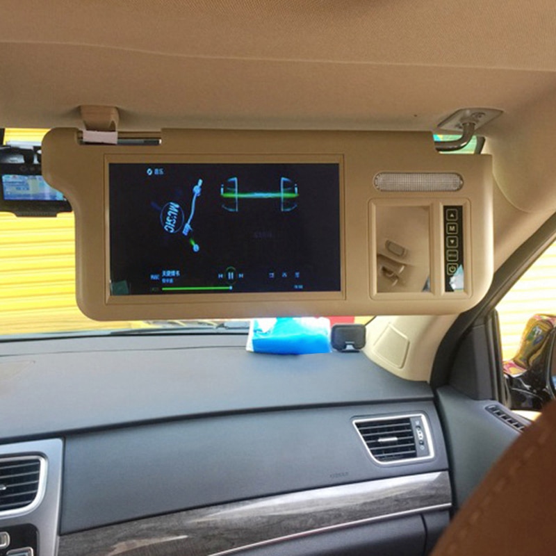 7 Inch Car Sun Visor Mirror Screen LCD Monitor DC 12V Beige Interior Mirror Screen For AV1 AV2 Player Camera