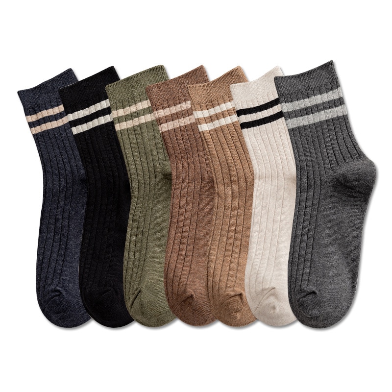 Fashion Men's Socks Casual Striped Streetwear Hip Hop Skateboard Long Socks Cotton Breathable Harajuku Men Male Crew Socks 