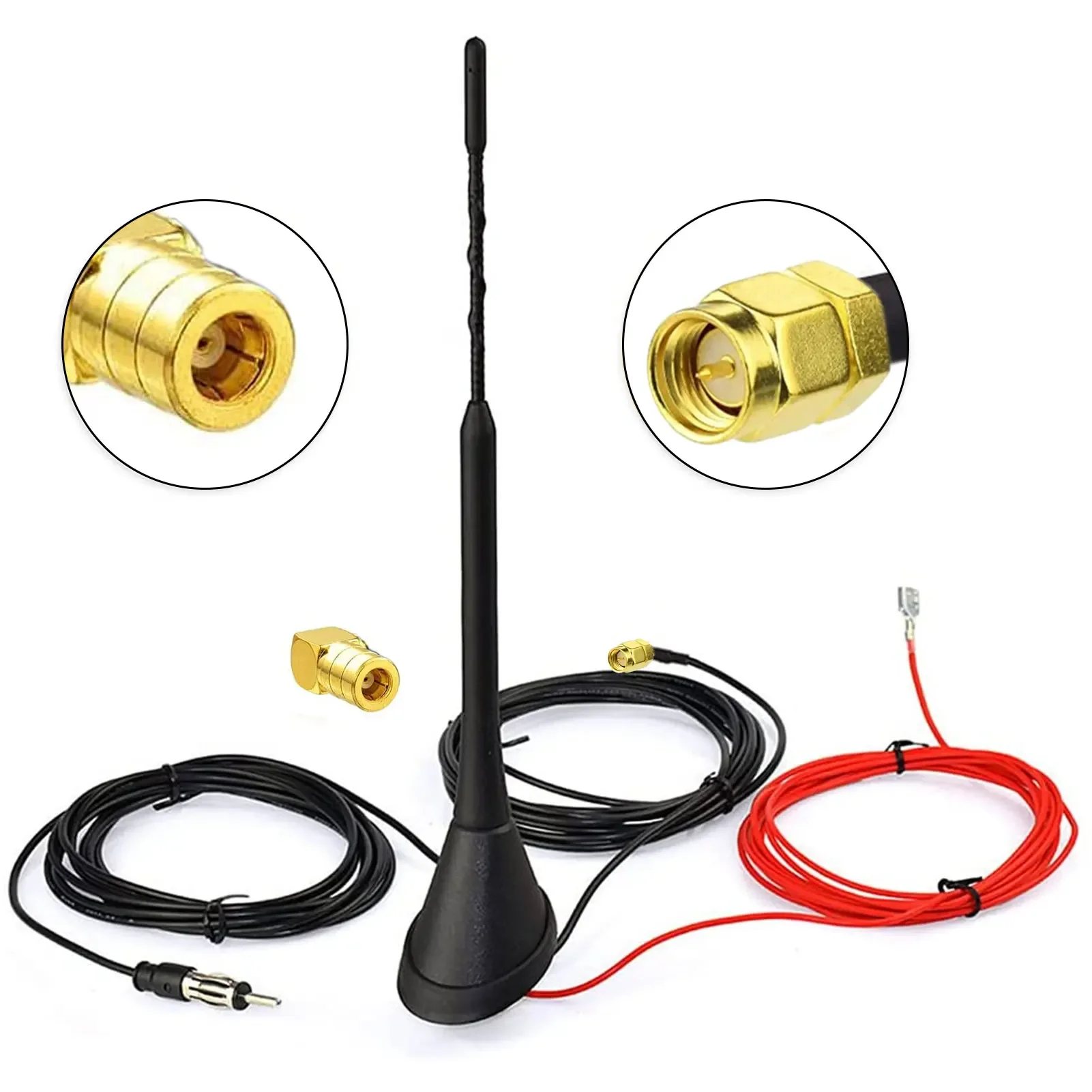 Active DAB/DAB Antenna Digital Radio FM/AM Estate Roof Antenna With SMB/SMA Plug DIN Adaptor Car