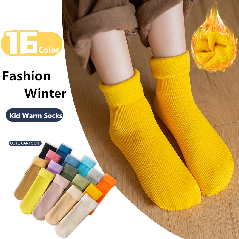1Pair Winter Kids Cashmere Snow Long Socks Thick Children Soft Warm Socks For Baby Boys Girls Thermal Floor Socks 3-13Y