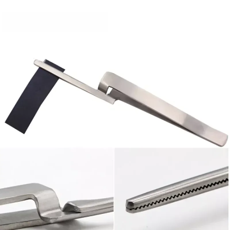 1pc Stainless Steel Dental Occlusal Paper Tweezers Curved Bite Articulating Paper Plier Orthodontic