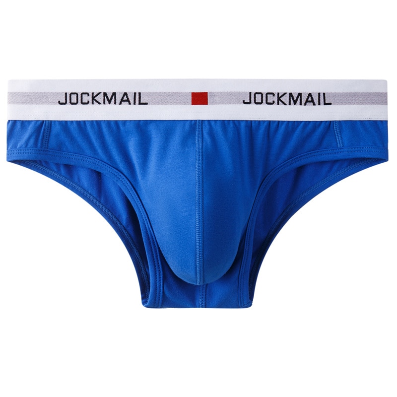JOCKMAIL sexy low waist briefs shorts Large size solid color men's boxer briefsWhite quick-drying fitness swimming trunks