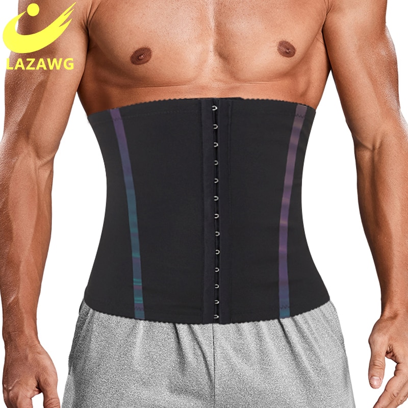 LAZAWG Mens Waist Trainer Body Shaper Corset Belly Cinchers Trimmer Sports Fitness Sauna Sweat Wrap Slimming Strap Fat Burner