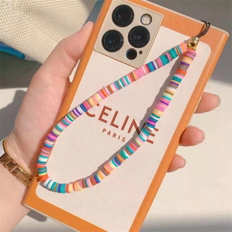 Fashion Bohemian Style Colored Mixed Color Soft Pottery Mobile Phone Chain Women's Telephone Anti-Lost Lanyard Jewelry Gift