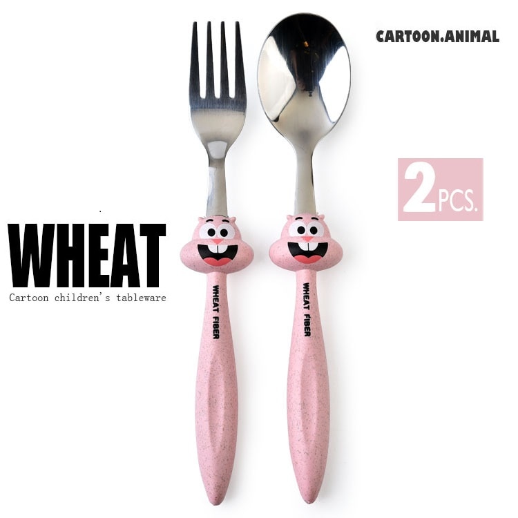 Children's Baby Cartoon Cute Pattern Fork Spoon Set Tableware Stainless Steel Baby Gadgets Feedkid Children's Cutlery 