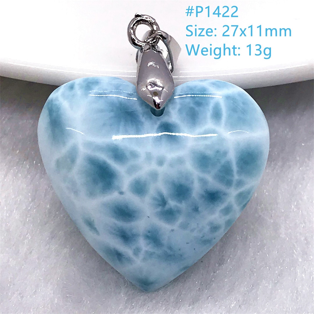 Natural Blue Larimar Stone Pendant Women Lady Man Gift Beauty Crystal Beads Silver Dominica Water Pattern Gemstone Jewelry AAAAA