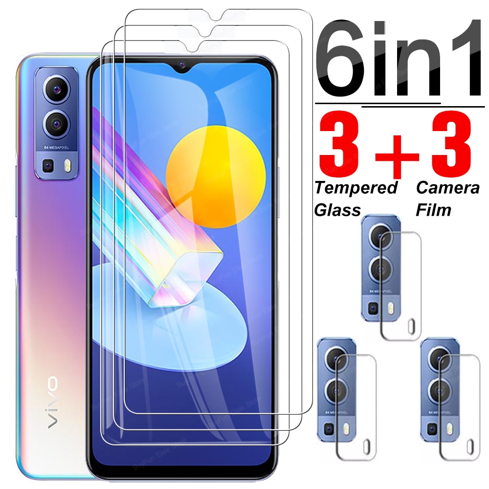 6 in 1 Tempered Glass On For Vivo Y52 Y72 5G Screen Protector & Camera Lens Film For Vivo Y 52 72 6.58" Protective Glas