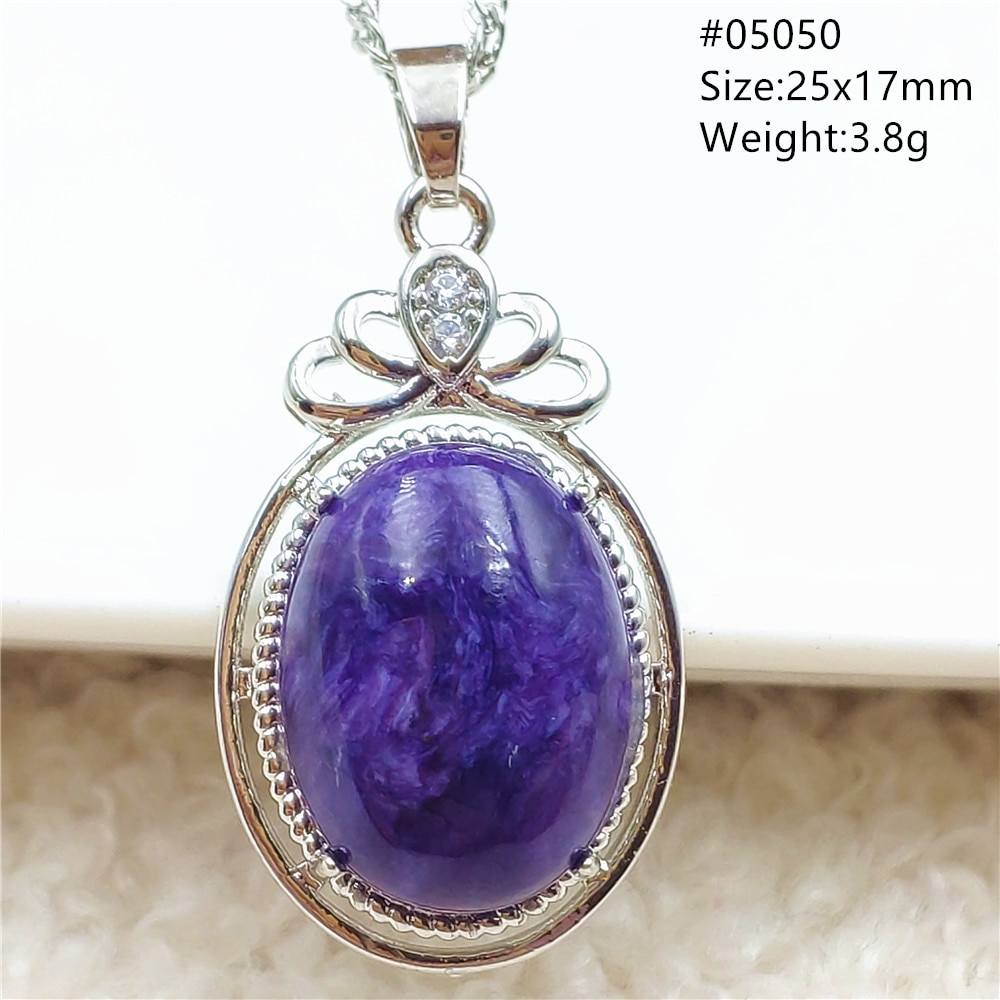 Top Natural Charoite Purple Women Pendant Charoite Russia Necklace Jewelry 925 Sterling Silver Bead AAAAA