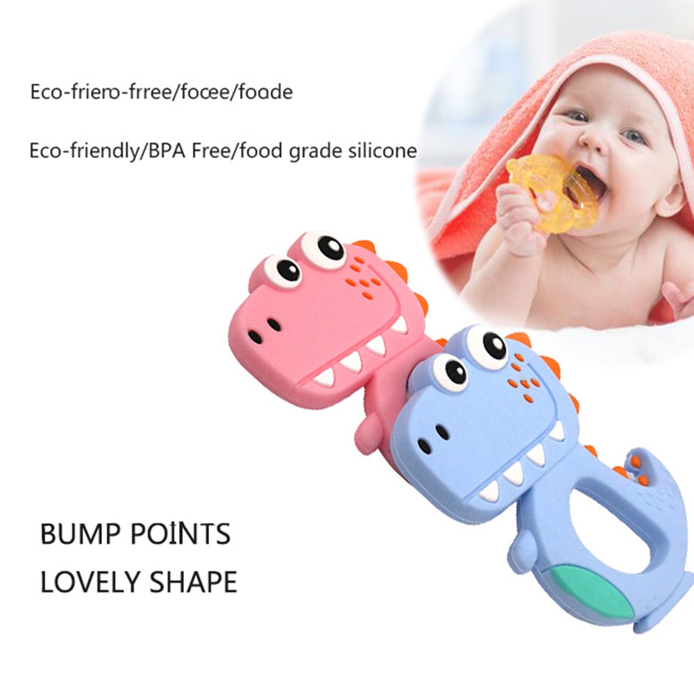 Safety Cartoon Baby Teether Cute Animal Dinosaur Infantteeth Children Silicone Chew Kidstoys High Quality Material Soft Health