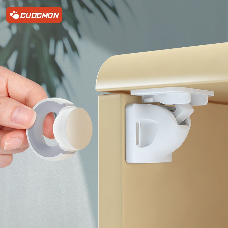 EUDEMON 4pcs Enhanced Magnetic Lock Baby Safety Cabinet Drawer Door Lock Children Protection Invisible Lock Kids Security