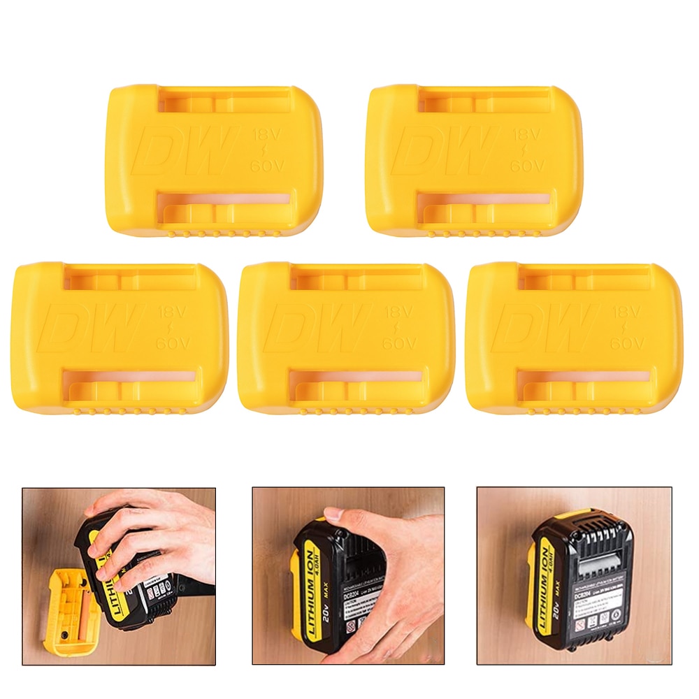 2/5/10 pcs for Dewalt 18V 20V Battery Holder Wall Storage Mounts Stander Mount Display Hanger Dock Battery Belt Buckle yellow