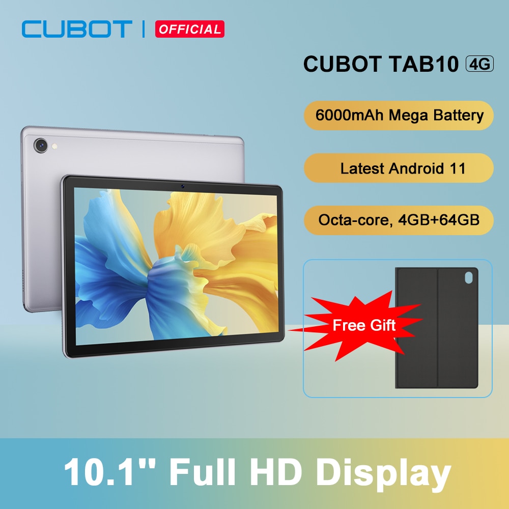 Cubot TAB 10 Tablet Android 11 Octa-core 10.1'' FHD+ Display 6000mAh 4GB+64GB 4G Network 13MP Rear Camera Tablet PC An