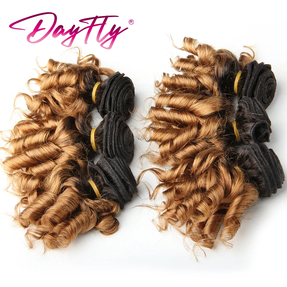 Short Blonde Human Hair Bundles For Women Brazilian Hair Weaves 6 Bundles Bouncy Curly Hair Bundles