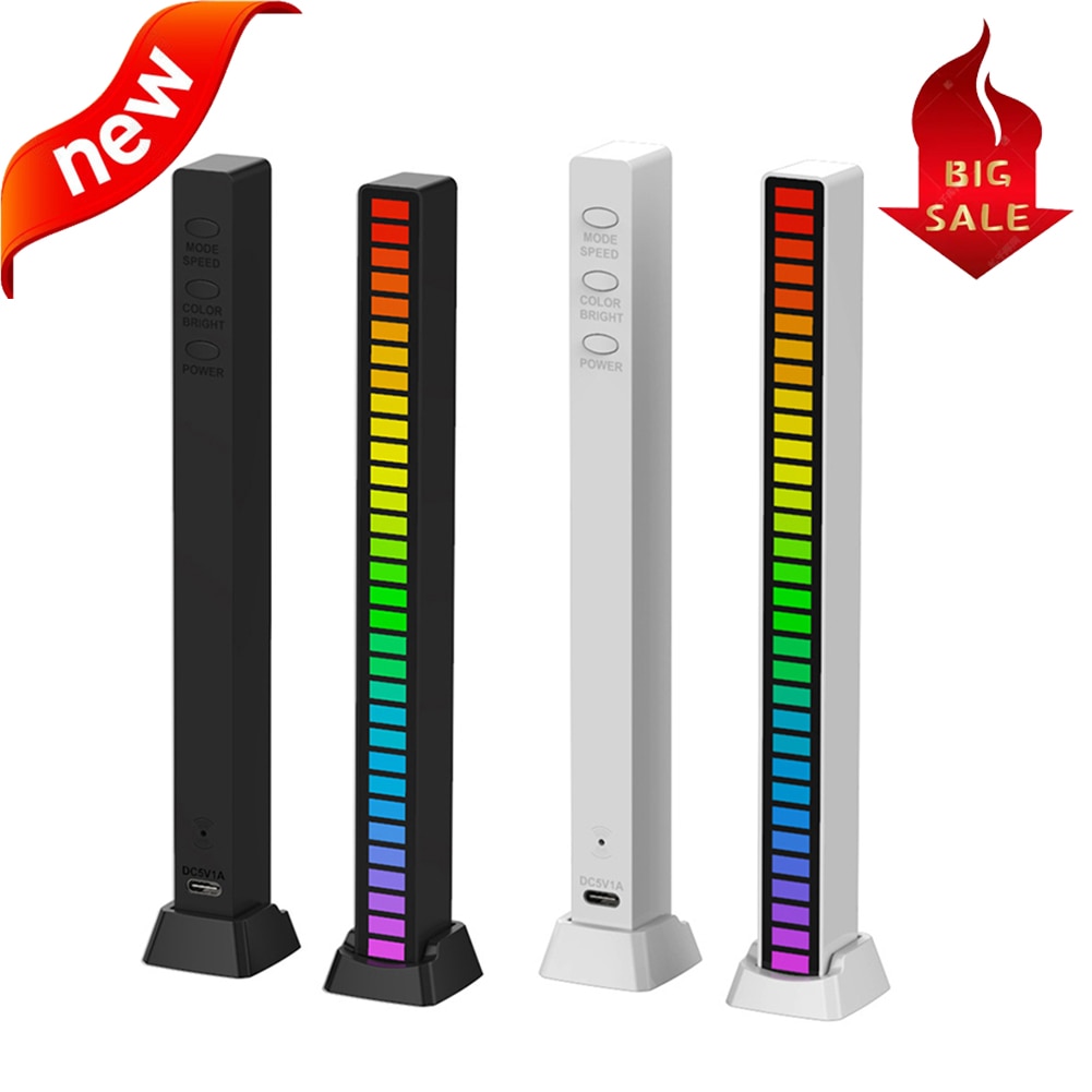 RGB Music Sound Control LED Lights Pickup Voice Activated Rhythm Lights for Car TV Game Computer Desktop Decorative Lights