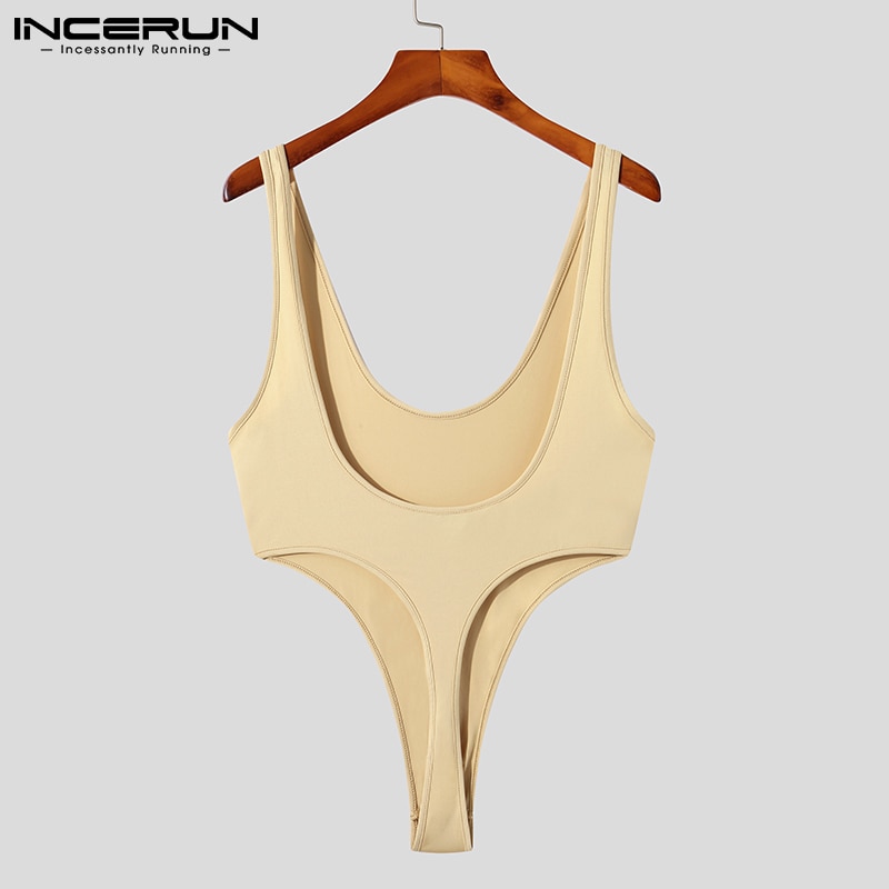 INCERUN New Men's Stylish Casual Jumpsuit Sexy Leisure Solid Comeforable Onesies Male Fashionable Sleeveless Rompers S-5XL 