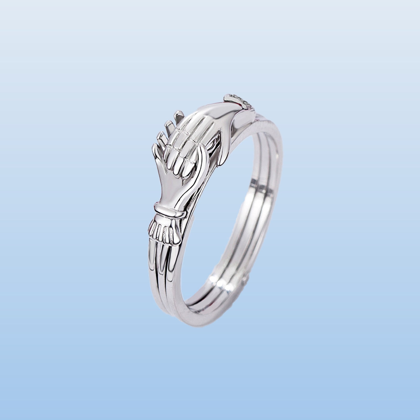 Mani in Fede Italian Roman Classic Vintage Design Gimmel Ring Wedding Band Engagement Jewelry Hands Clasped Anello d'argent