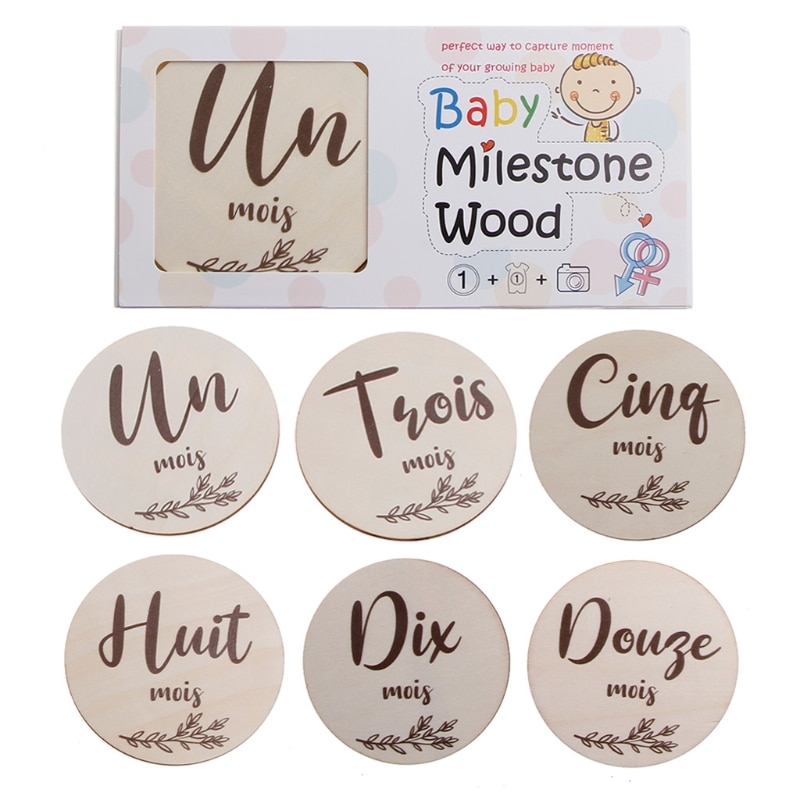6 Pcs Handmade Baby Milestone Cards Infants Birth Growth Album Photography Cards