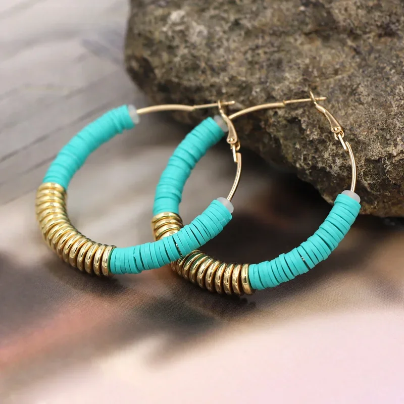 VONNOR Jewelry Hoop Earrings for Woman Multicolor Polymer Clay Korean Fashion Earrings Wholesale