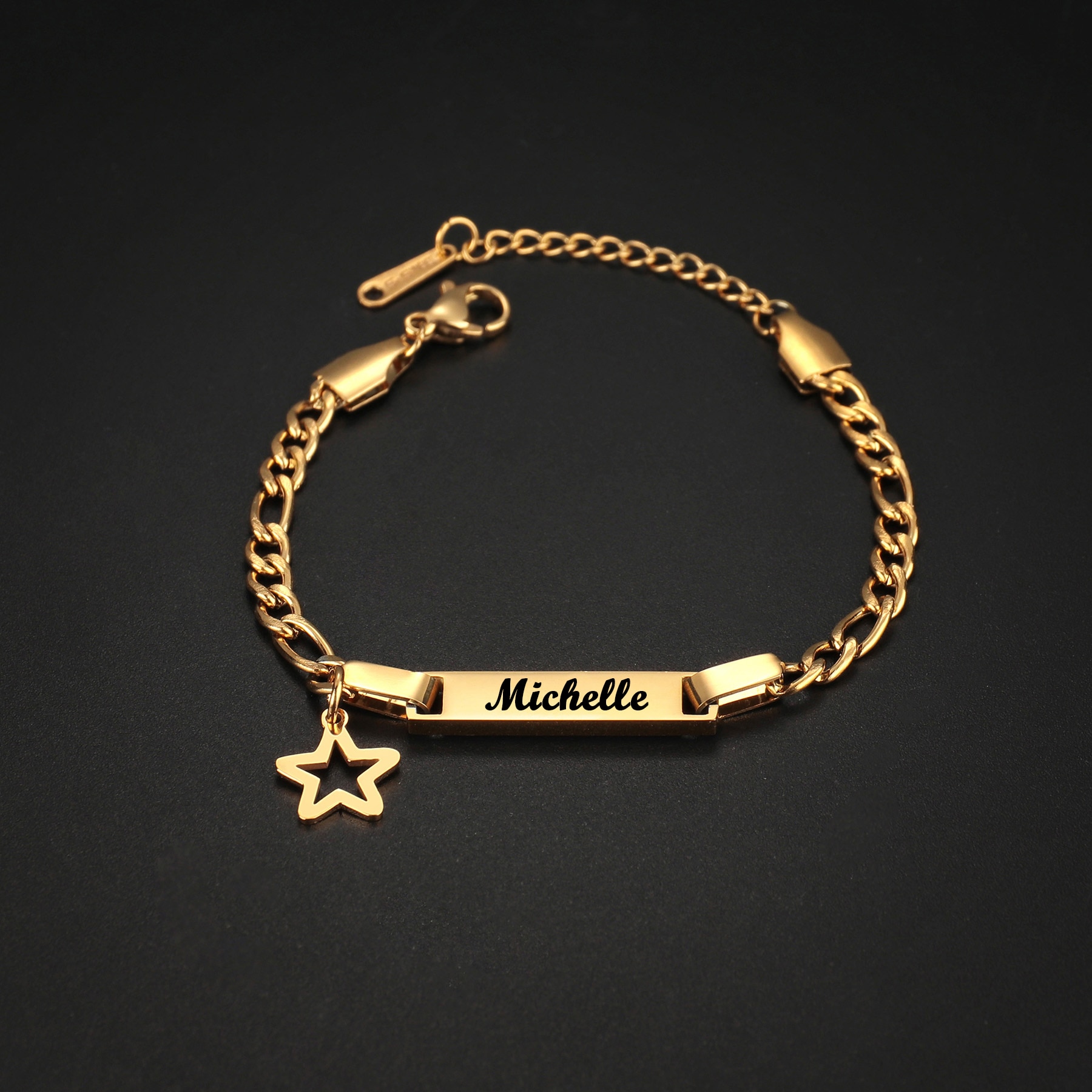 Acheerup Engrave Name Baby ID Bracelet Personalized Crown Date Stainless Steel Adjustable Thick Curb Chain For Newborn Kids Gift