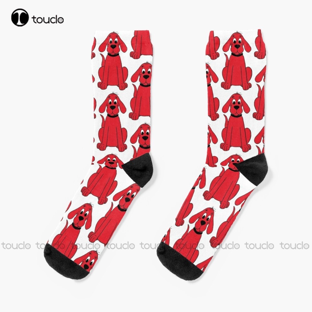 Clifford The Big Red Dog Socks White Soccer Socks Youth Personalized Custom Unisex Adult Teen Youth Socks 360° Digital Print