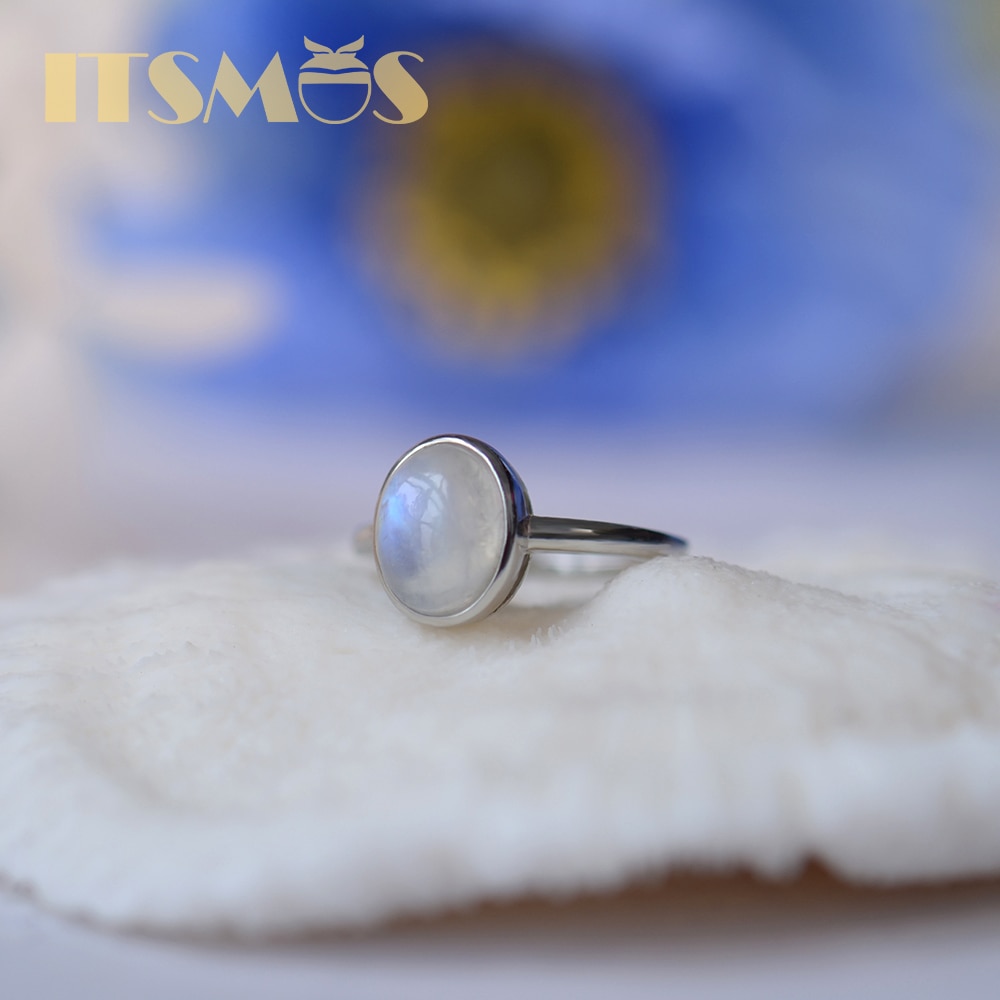 ITSMOS Full Blue Moon Light Moonstone Silver Rings Classic Charming Luxury Jewelry for Women Christmas Gift Female Bands