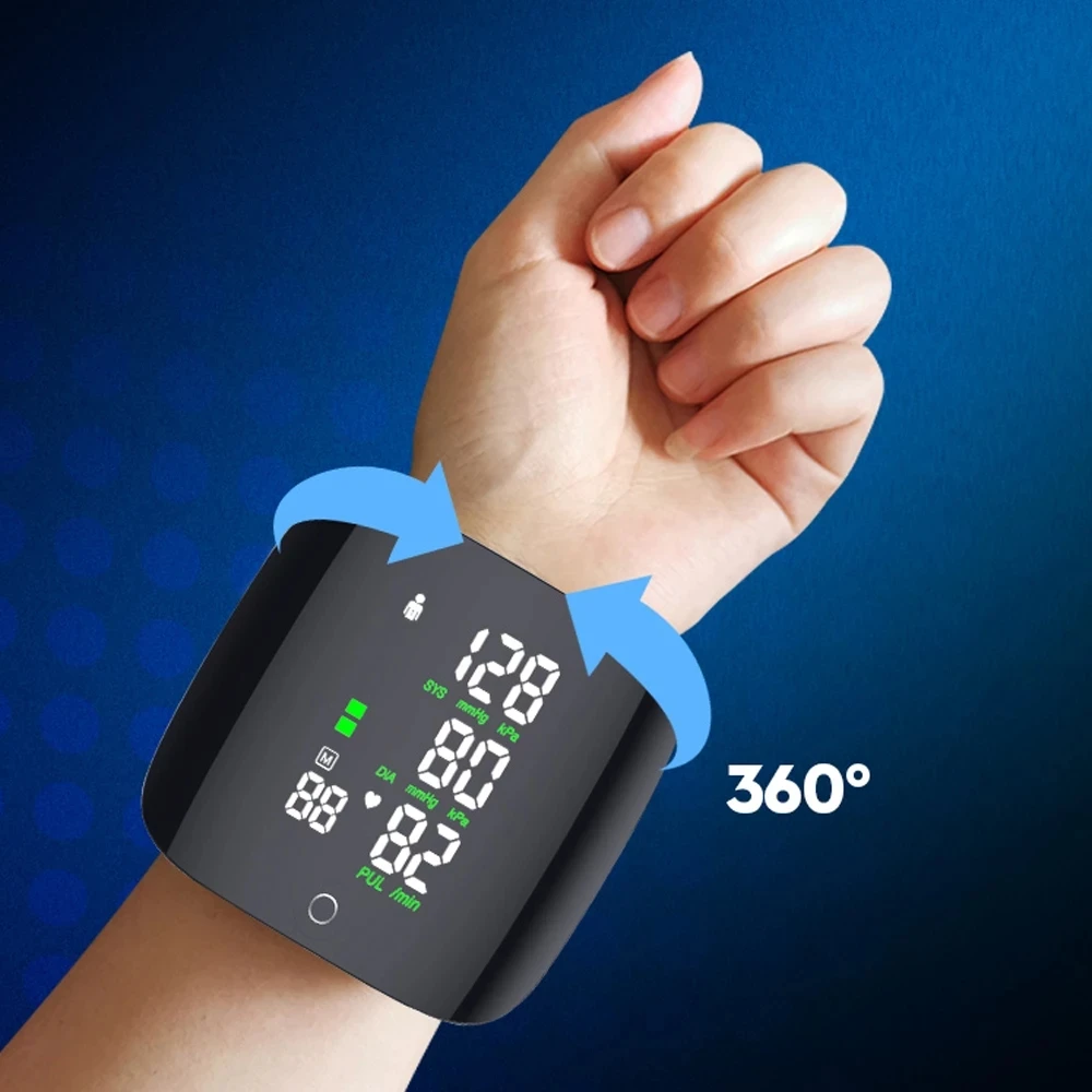 Smart Touch LCD Screen Chargeable Voice Wrist Blood Pressure Monitor Digital Automatic BP Tonometer