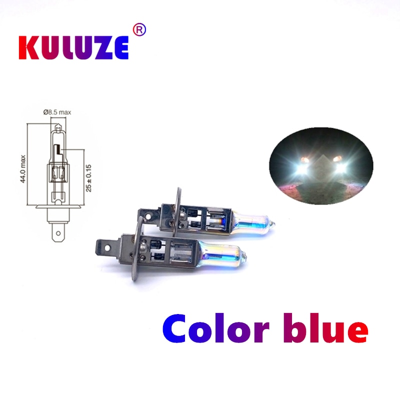 2 Pcs H1 12v55w Rainbow Blue Plasma Car Quartz Halogen Bulb Fog Lamp Automobile Headlamp