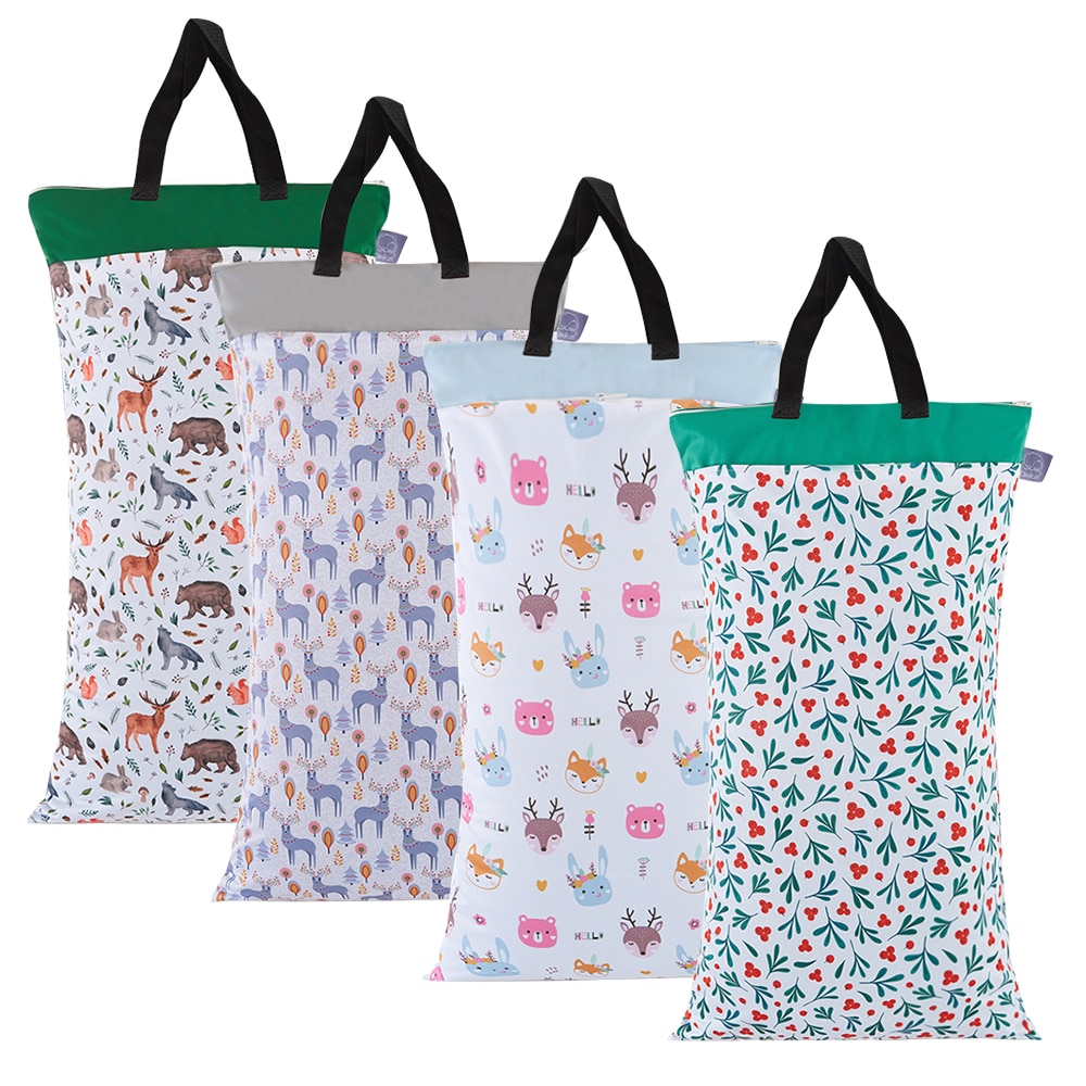 Elinfant 1 Pcs Laundry With Two Zippered Waterproof diaper bag Large Hanging Wet/Dry Pail Bag for Cloth Diaper Inserts Nappy