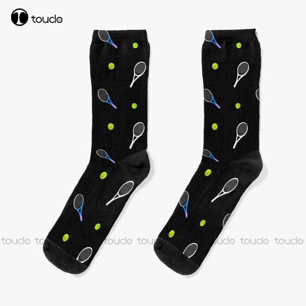 Tennis Racket And Tennis Ball Socks Mens Athletic Socks Personalized Custom Unisex Adult Teen Youth Socks 360° Digital Print