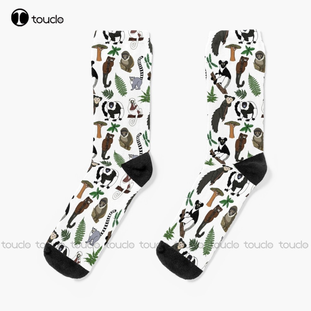 Lemur Pattern Socks Girls Soccer Socks Personalized Custom Unisex Adult Teen Youth Socks 360° Digital Print Fashion New