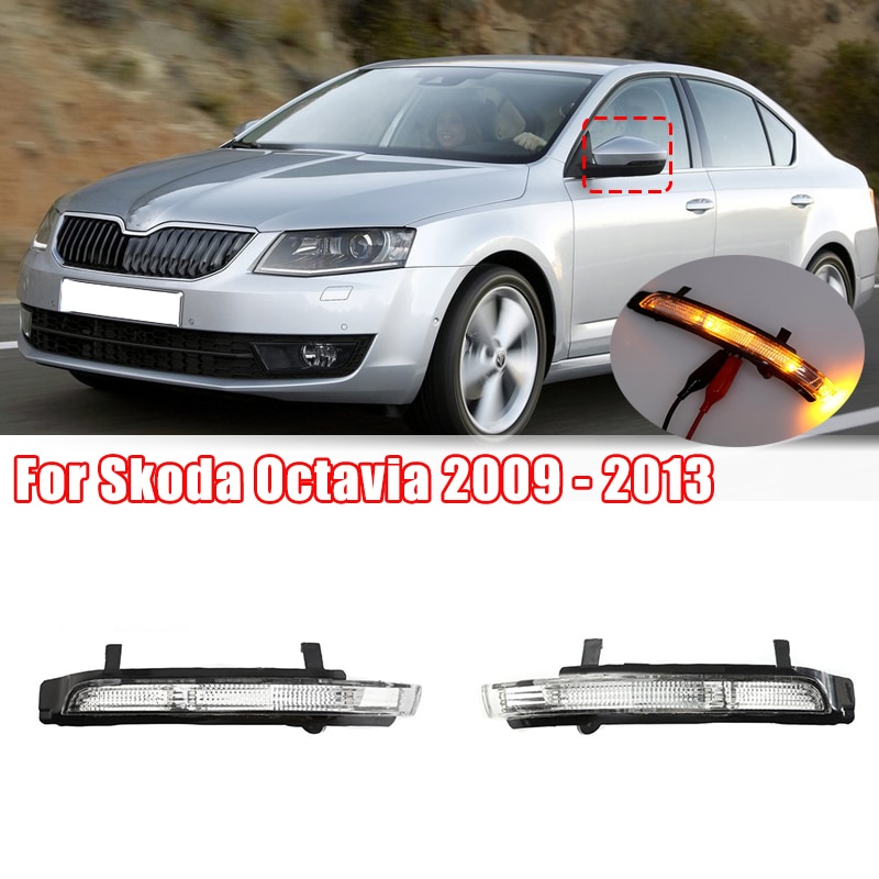 Car Side Rearview Mirror LED Turn Signals Light Blinker For Skoda Octavia 2009 - 2013 Reversing Indicator Lamp 3T0949102