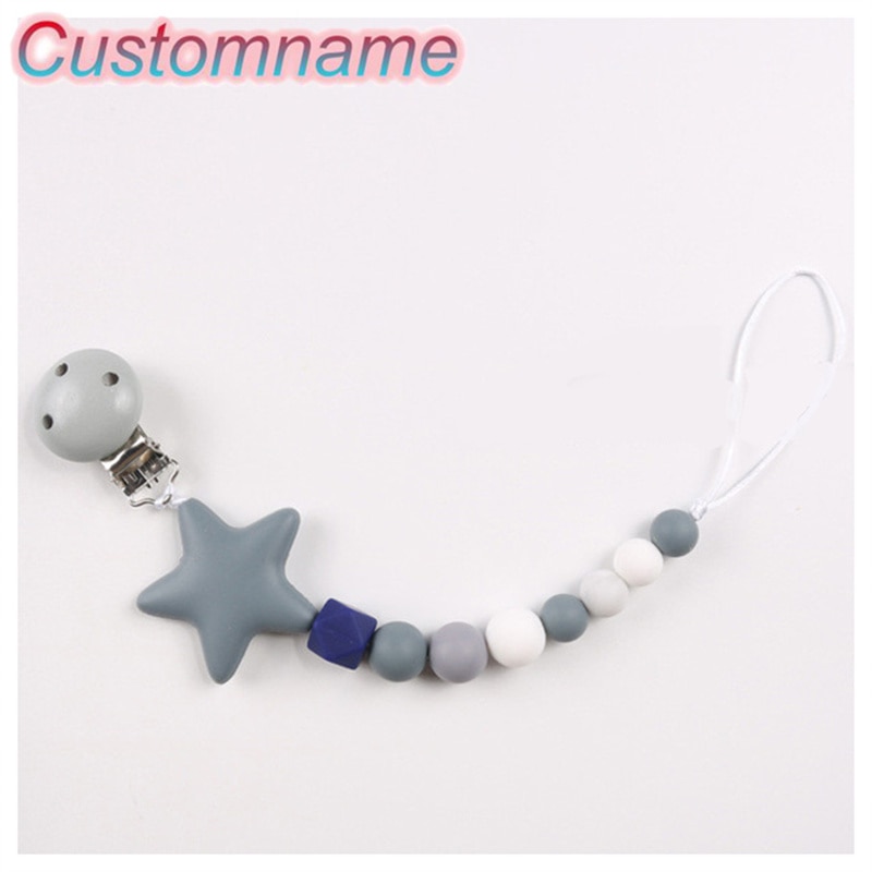 1Pcs Silicone Round Beads and Star Beads Pacifier Clip Chain Strap Cute Dummy Nipple Leash Strap for Infant Toddler Feeding Gift