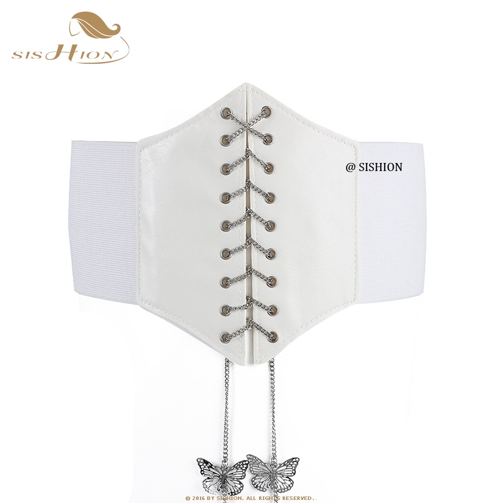 SISHION Butterfly Chain Wide Waist Corset Belt cinta modeladora VD2597 Espartilho Sexy Gotico Gothique Gothic Black White Korset