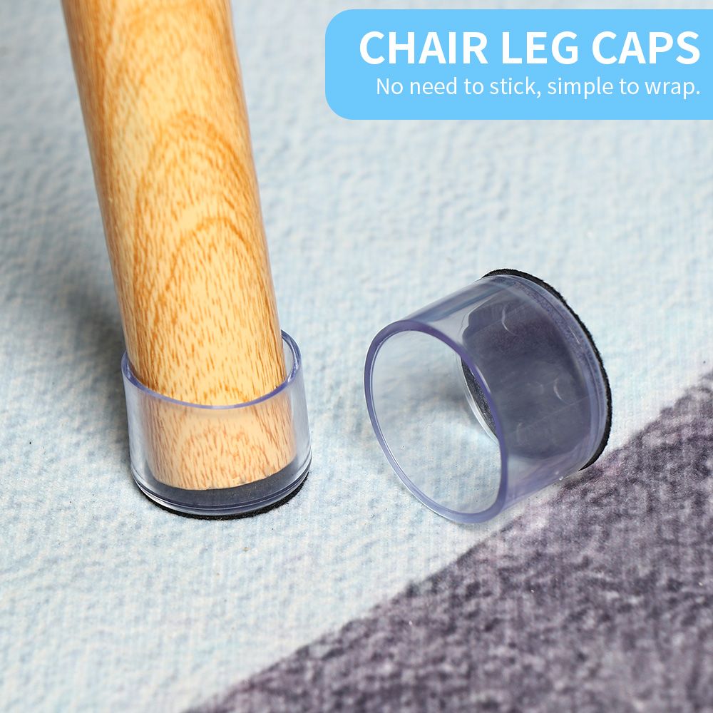 4 Pcs/Set Felt Bottom Silicone Pads Transparent Table And Chair Leg Caps Round Bottom Foot Cover Non-slip Furniture Floor Pads