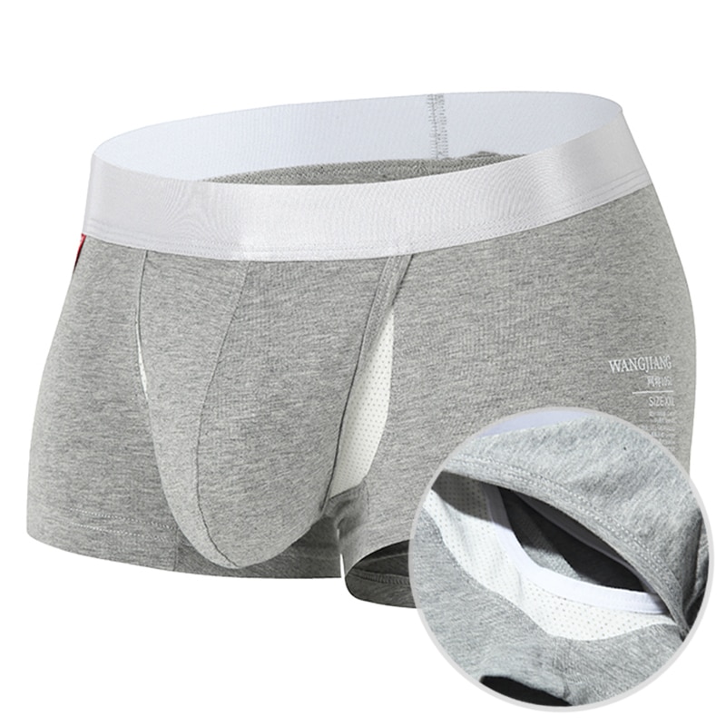Open Front Underwear Men Cotton Sexy Men's Boxer Shorts Panties Breathable Pouch Bulge Underpants Male