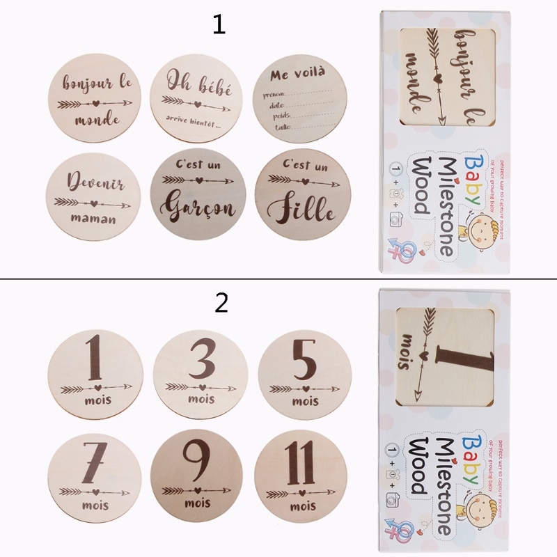 Handmade Baby Milestone Cards Newborn Monthly Recording Cards Spanish Language Letters Love Arrow Print Photocards