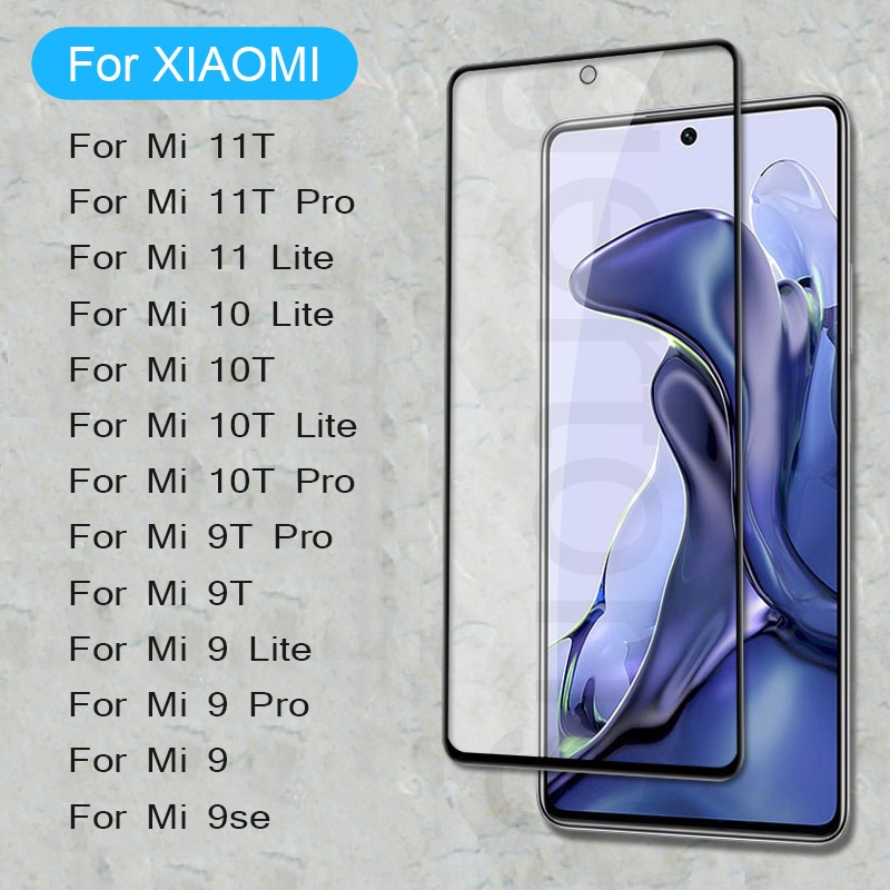 Full Cover Tempered Glass on For Xiaomi Mi 11t pro 11 Lite 12t Mi 9t t 9 pro lite mi9 cc9 10 10t Lite Screen Protector Glass