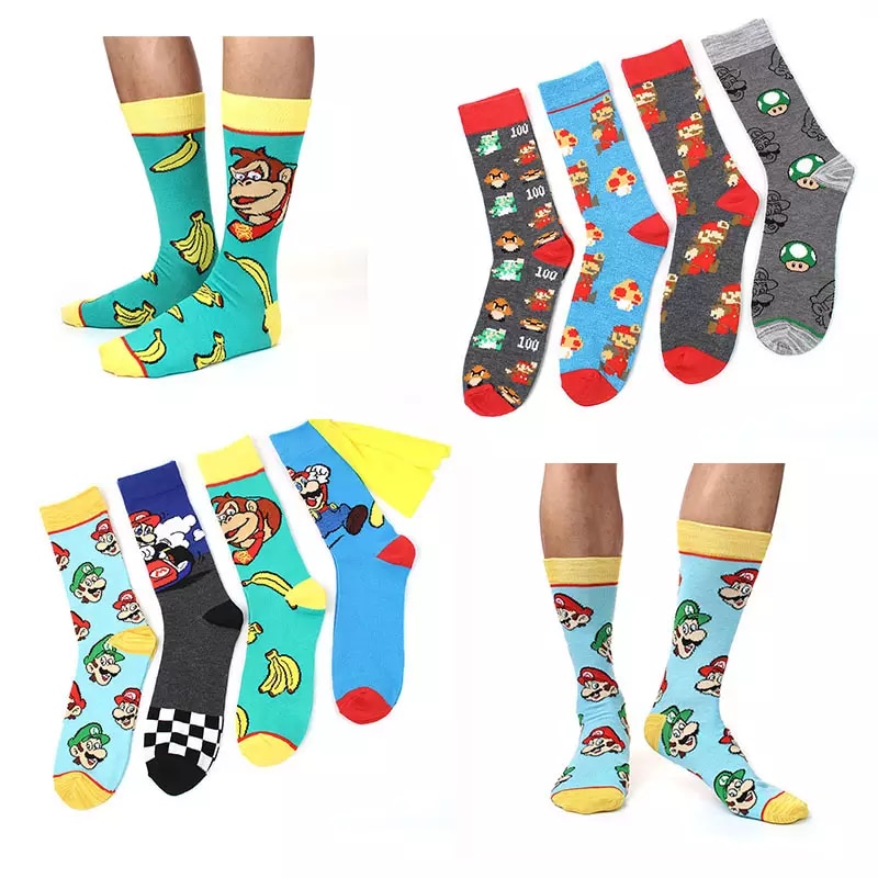 Cartoon Kids Odyssey Yoshi Anime Socks Action Figure Cosplay Christmas Knee-High Socks Warm Winter Socks