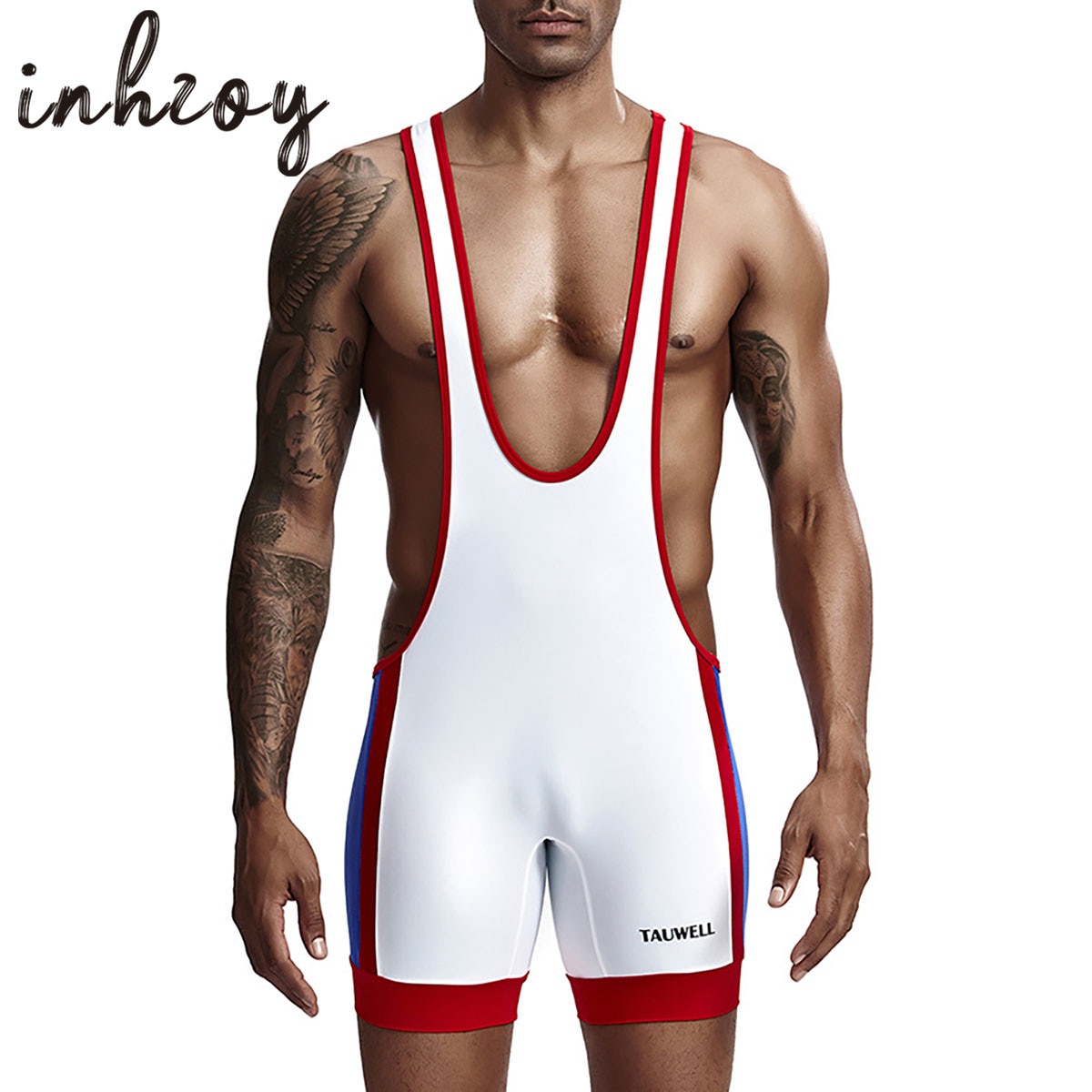 Mens Singlet Jumpsuit Undershirt Sports Wrestling Body Shaper Leotard Bodysuits Deep V Neck Sleeveless Underwear Plus Size
