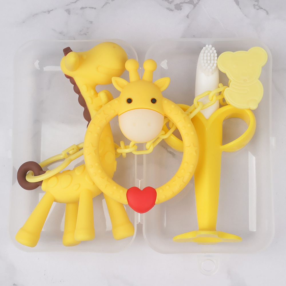 5pcs Baby Pacifier Clip Cartoon Animal Pacifier Chains Newborn Soother Holder Silicone Fruit Baby Teether Baby Molar Teeth Care