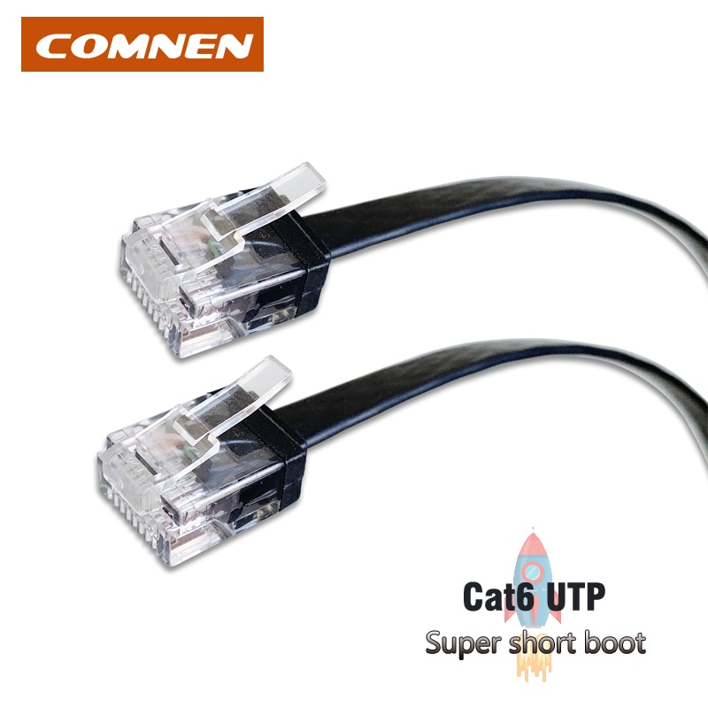 COMNEN Best UTP Cat6 Network Flat Patch Cord Copper Lan Cable RJ45 Unshielded Short Boot Connectors Ethernet Jumper Cat 6 Cable