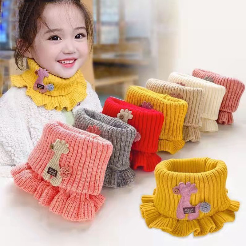 Winter Baby Scarf Cute Cartoon Rabbit Plush Solid Color Kids Neck Warmer Outdoor Warm Faux Fur Girls Boys Children Scarves