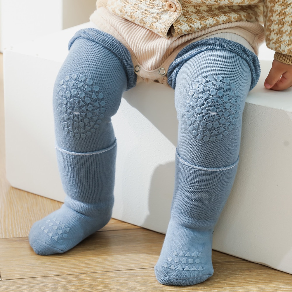 Newborn Infant Winter Crawling Knee Pads High Socks Girl Boys Baby Leg Warmers Cotton Terry Warm Anti Slip Long Sock Elbow Pads